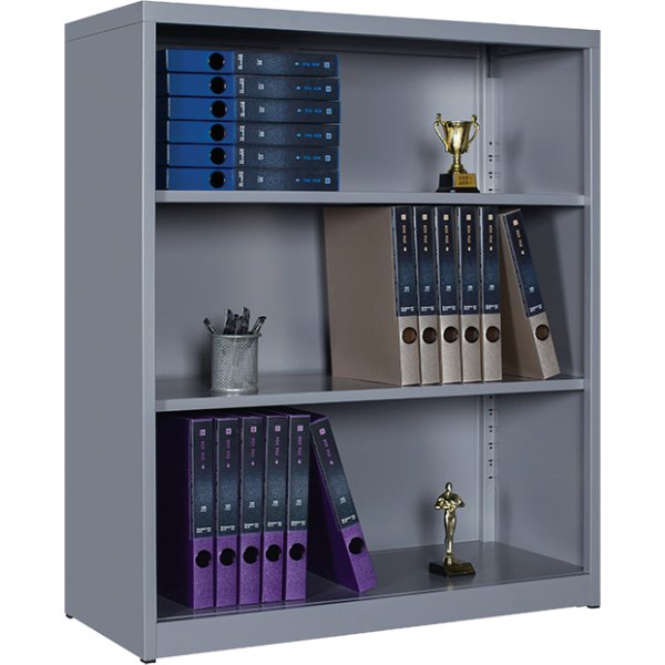 Commercial Metal Storage Cabinet Open 2 Shelves 800x400x900mm Grey | Adexa HDWSA01