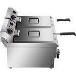 Commercial Fryer Double Electric 2x10 litre 6kW Countertop Drainage tap | Adexa HEF102V