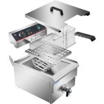 Commercial Fryer Single Electric 13 litre 3kW Countertop Drainage tap | Adexa HEF131V