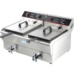 Commercial Fryer Double Electric 2x16 litre 10kW Countertop Drainage tap | Adexa HEF162V