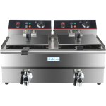 Commercial Fryer Double Electric 2x16 litre 10kW Countertop Drainage tap | Adexa HEF162V