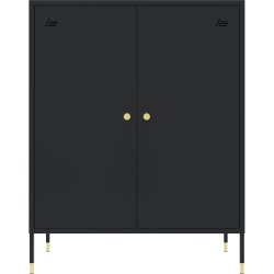 Metal Storage Cabinet 2 Doors & 2 Shelves 800x400x1015mm Black | Adexa HMA09