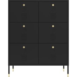 Metal Storage Cabinet 6 Drawers 800x400x1015mm Black | Adexa HMA13