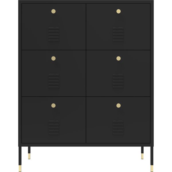 Metal Storage Cabinet 6 Drawers 800x400x1015mm Black | Adexa HMA13