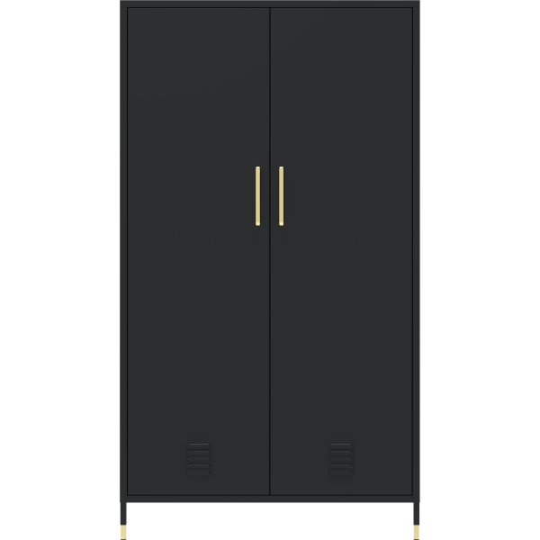 Metal Wardrobe Cabinet 2 Doors 1 Hanging Rail & 1 Shelf 800x500x1440mm Black | Adexa HMA18