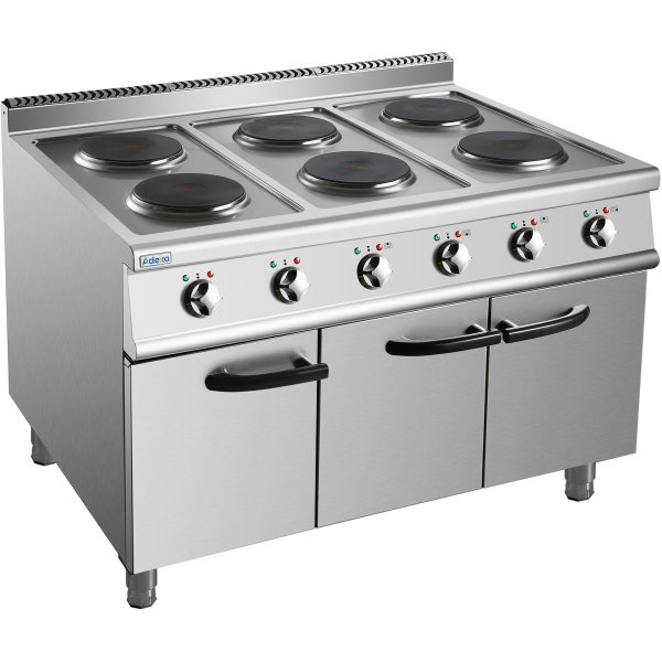 B GRADE Commercial Electric Cooker 6 Burners with Cabinet Base 15.6kW 900mm Depth | Adexa HRQ962 B GRADE