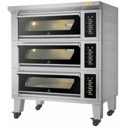Bakery oven Electric 3 chambers 6 x 400x600mm trays 400°C Mechanical controls 19.8kW 400V | Adexa HTD60KI