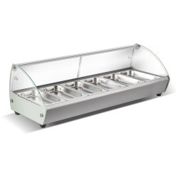 Countertop Curved Front Heated Display Case 6xGN1/3 Stainless Steel | Adexa HW6SS