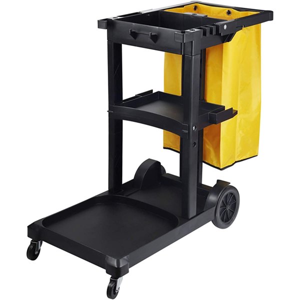 Professional Janitor/Cleaning Trolley Black with Lid 1200x520x990mm | Adexa JYXMC301BLACK