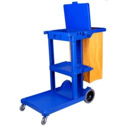 Professional Janitor/Cleaning Trolley Blue with Lid 1200x520x990mm | Adexa JYXMC302