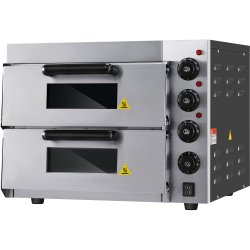 Commercial Double Pizza oven Electric 2 chamber 415x400mm Mechanical controls 3kW | Adexa KNGEP2PT