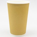 500pcs Kraft Ripple Wall Coffee Cup 16oz/473ml PE | Adexa KR16OZ