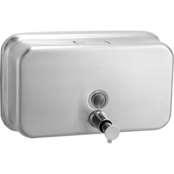 Commercial Wall Mounted Manual Soap Dispenser Brushed Chrome | Adexa KW7263