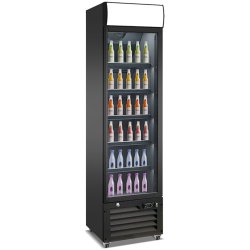 Commercial Bottle Cooler Upright 220 litres Single Glass Door with LED Canopy in Black | Adexa KXG220H