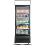 Commercial Bottle Cooler Upright 600 litres Single Glass Door with LED Canopy in Black | Adexa KXG600H