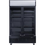 Commercial Bottle cooler Upright 930 litres Ventilated cooling Twin hinged doors Black Canopy light | Adexa LG1000BFMBLACK