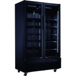 Commercial Bottle cooler Upright 930 litres Ventilated cooling Twin hinged doors Black | Adexa LG1000BFPBLACK
