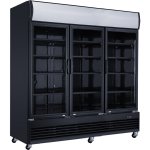 Commercial Bottle cooler 1300 litres Ventilated cooling 3 hinged doors Black | Adexa LG1300BFBLACK