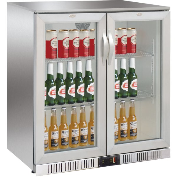 Back bar cooler 2 hinged doors 220 litres Stainless steel | Adexa SSBC02PP