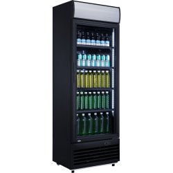 Commercial Drink cooler Upright 332 litres Static cooling Hinged glass door Black Canopy light | Adexa LG332BBLACK