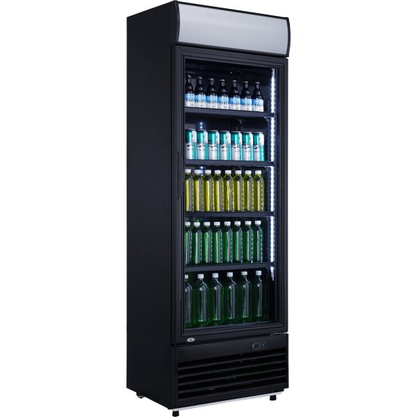 Commercial Drink cooler Upright 382 litres Static cooling Hinged glass door Black Canopy light | Adexa LG382BBLACK