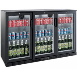 Back bar cooler 3 hinged doors 300 litres Black, height 850mm | Adexa BC03PP85
