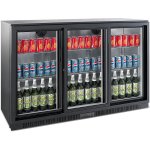 Back bar cooler 3 sliding doors 300 litres Black, height 850mm | Adexa BC03PS85