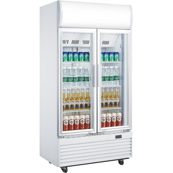 Commercial Bottle cooler 600 litres Fan assisted cooling Hinged doors White | Adexa LG600F