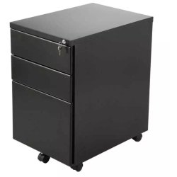 Professional Black Mobile Pedestal with 3 Lockable Drawers 390x520x600mm | Adexa MP3BLACK