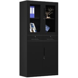 Commercial Steel Cabinet 4 Door 2 Drawer 900x400x1850mm Black | Adexa MYSC09