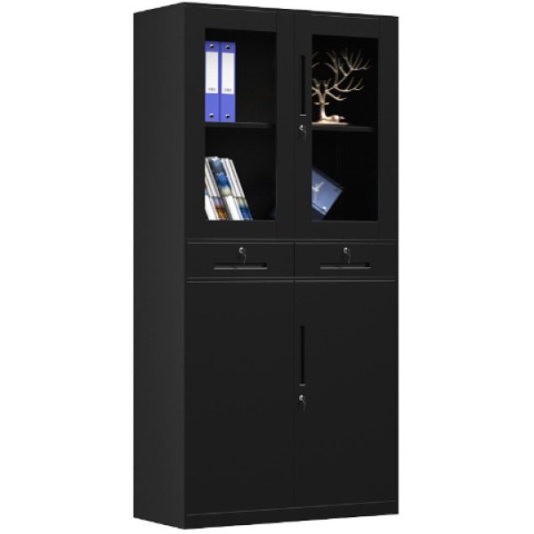Commercial Steel Cabinet 4 Door 2 Drawer 900x400x1850mm Black | Adexa MYSC09