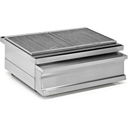Professional Stainless steel Charcoal Grill with Firebrick & Ash drawer 800x730x290mm | Adexa OCK010K