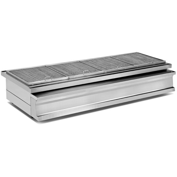 Professional Stainless steel Charcoal Grill with Firebrick & Ash drawer 1600x730x290mm | Adexa OCK030K
