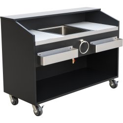 Commercial Portable Bar Stainless Steel & Black 1550x600x1100mm | Adexa PB2461BLM