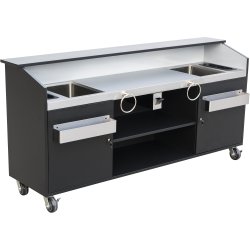 Commercial Portable Bar Stainless Steel & Black 2400x600x1200mm | Adexa PB2495SS