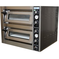 Double Deck Electric Pizza Oven 230V Premium Thermometer 680x680mm Capacity 8 pizzas at 13" | Adexa PBT2680