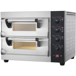 Commercial Pizza oven Electric 2 chambers 400x400mm 350°C Mechanical controls 3.9kW 230V | Adexa PS4412