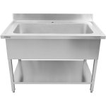 Commercial Pot Wash Sink Stainless steel 1 bowl Splashback 1200mm Depth 700mm Square legs | Adexa PSD12070