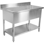 Commercial Pot Wash Sink Stainless steel 1 bowl Splashback 1500mm Depth 700mm Square legs | Adexa PSD15070