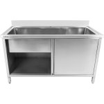 Commercial Pot Wash Sink Stainless steel 1 bowl Splashback 2 Doors 1500mm Depth 700mm | Adexa PSD150702D