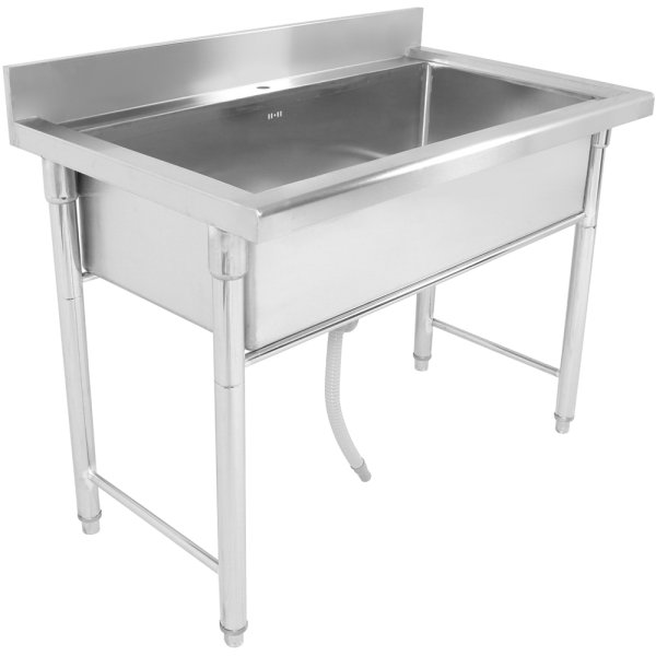 Commercial Hand and Pot Wash Sink Stainless steel 1 bowl Splashback 2000x500x900mm Round legs | Adexa PSR20050