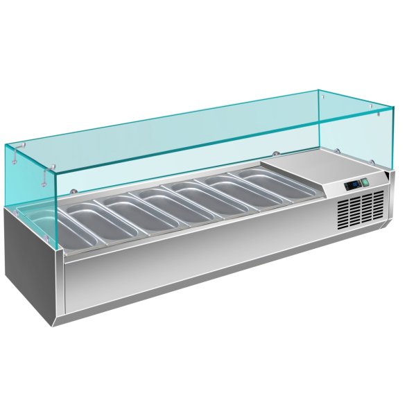 Refrigerated Servery Prep Top 1500mm 7xGN1/4 Depth 330mm | Adexa PT15
