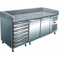 Refrigerated Pizza Prep / Bakery  Counter 2 doors 7 drawers Granite top Depth 800mm | Adexa PZ46