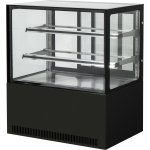 Cake counter Straight front 900x700x1200mm 2 shelves Black base LED | Adexa GN900R2BLACK