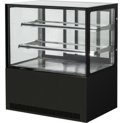 Cake counter Straight front 1000x700x1200mm 2 shelves Black base LED | Adexa GN1000R2BLACK