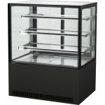 Cake counter Straight front 900x730x1300mm 3 shelves Black base LED | Adexa GN900R3BLACK
