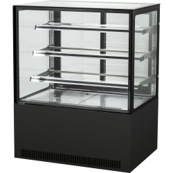 Cake counter Straight front 1200x730x1300mm 3 shelves Black base LED | Adexa GN1200R3BLACK