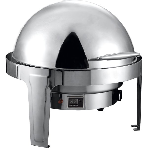 Roll top Chafer Electric heating Round Stainless steel Mirror polish 6 litres | Adexa RA2101BE