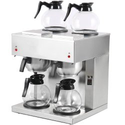 Commercial Twin Filter Coffee maker Manual fill 4 glass jugs 4 hotplates | Adexa RBD286BD4