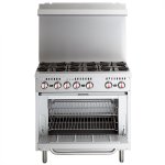 Professional Stainless Steel Gas Range Oven (8kW/hr) with 6 Burners (36kW/hr) and Removable Overshelf | Adexa RGR36X